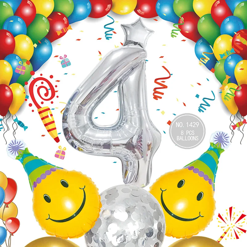 
Wholesale new 18 inch latex foil number silver balloons decoration for kids birthday balloons 