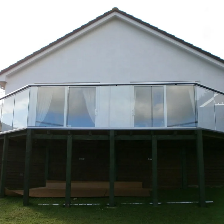 Modern Aluminum Balcony  Handrails Aluminum U Channel Glass Railing Base shoes  Deck Railing install with LED light