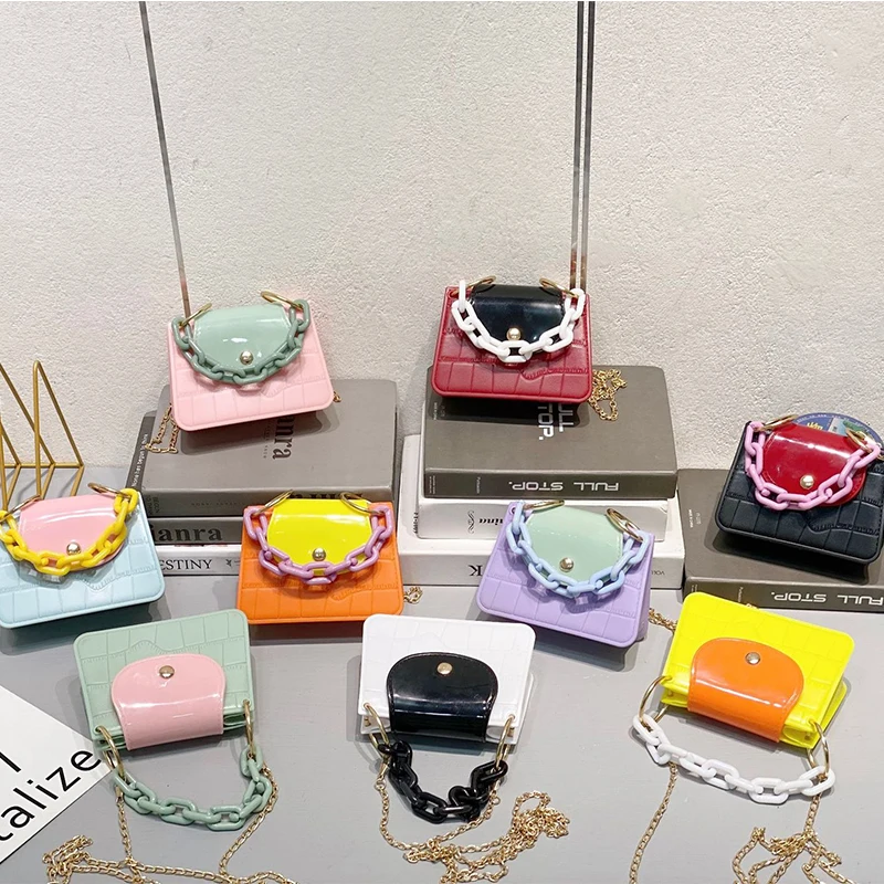 2021 Small Size Coin PVC Jelly Bags Crossbody Little Girls Mini Purses and Handbags Bulk for Kids Wholesale