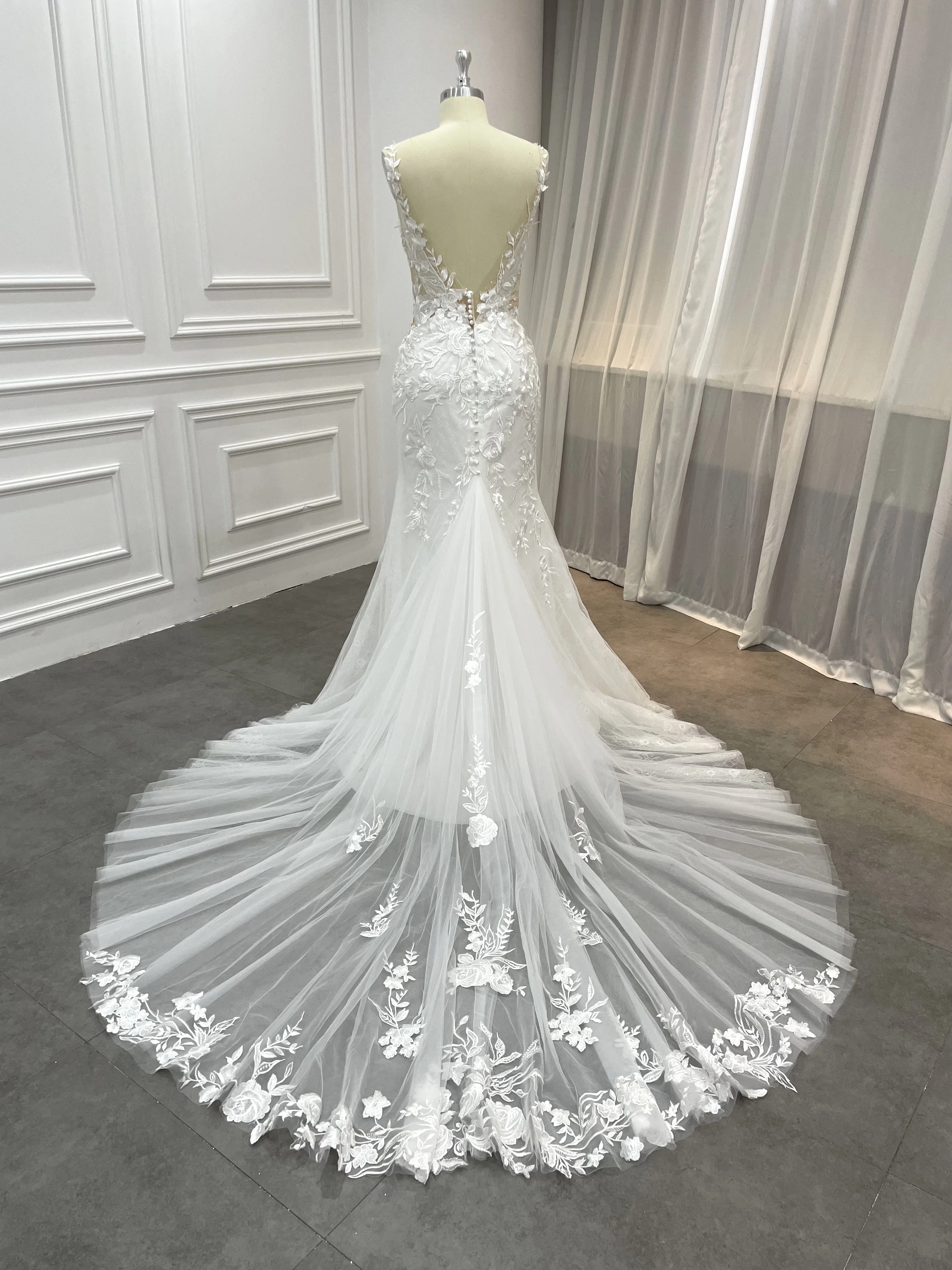 2022 High Quality Applique Lace Sashes Wedding Dress Vestido De Noiva Fancy Fashion Wedding Dresses