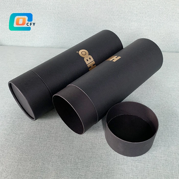 Recycled plastic free paper tubes cylinder packaging for water bottle custom tube packaging for gift Tshirt packaging tube