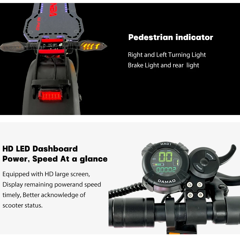 High powered off-road Two Wheel dual hub 3000w escooter E Scooter Electric folded Scooters 1500w 48v 2000w dual motor