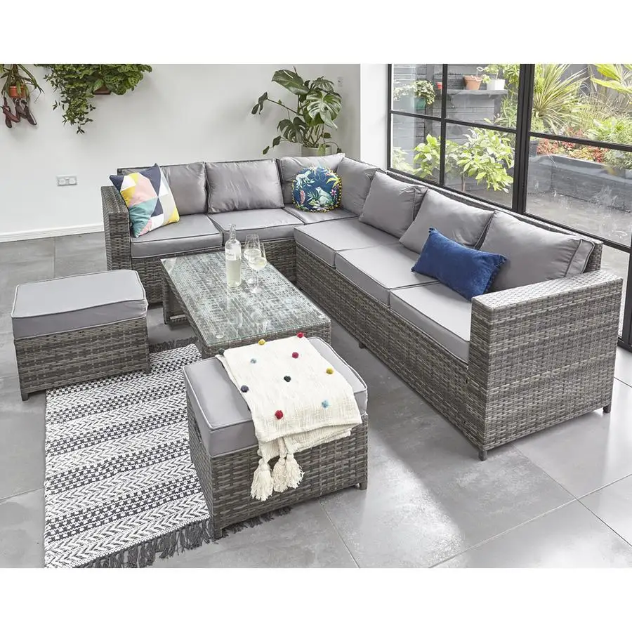 8 Seater Garden Furniture Rattan Sofa Set Barcelona Modular Rattan Corner Sofa Set With Storage
