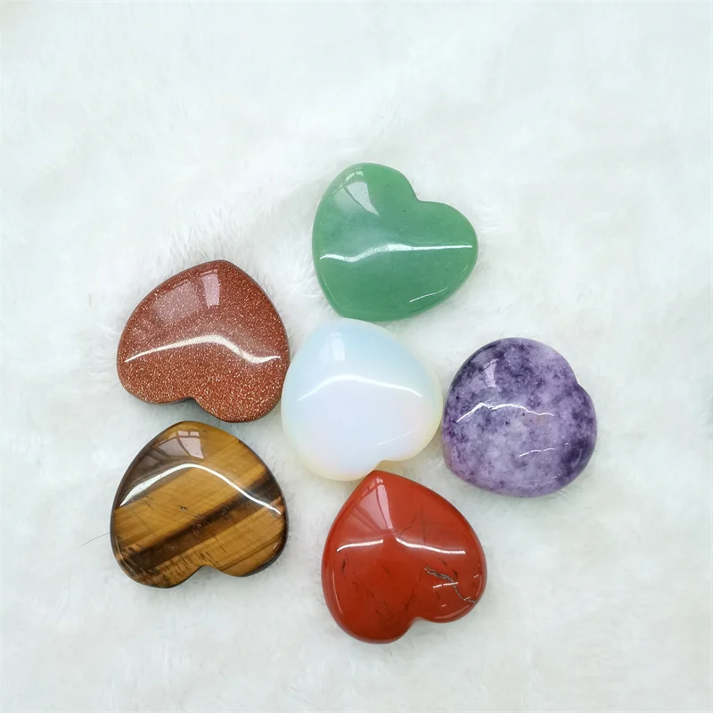 Wholesale Handicraft Healing Stones Natural Rose Quartz Green Aventurine 4cm Crystal Heart for Decoration and Collection