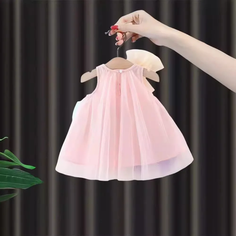 Baby Dress Girls Summer sweet multi-colored bow sleeveless gauze princess dress