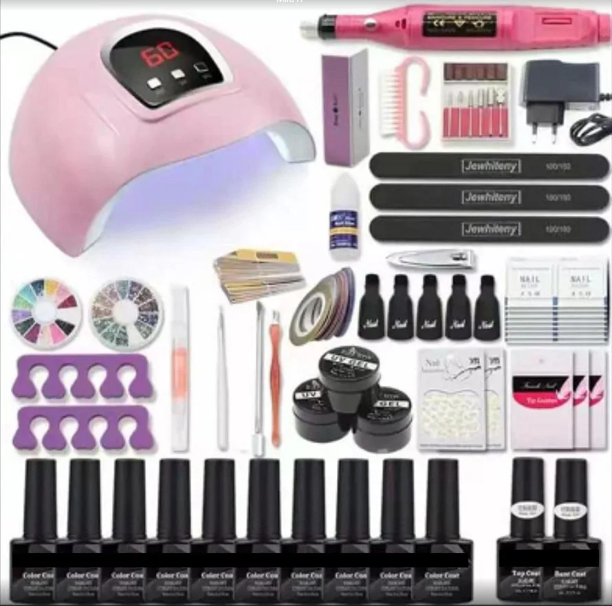 Label OEM nail diy art gel nail set kit with uv lamp and drill for beginner