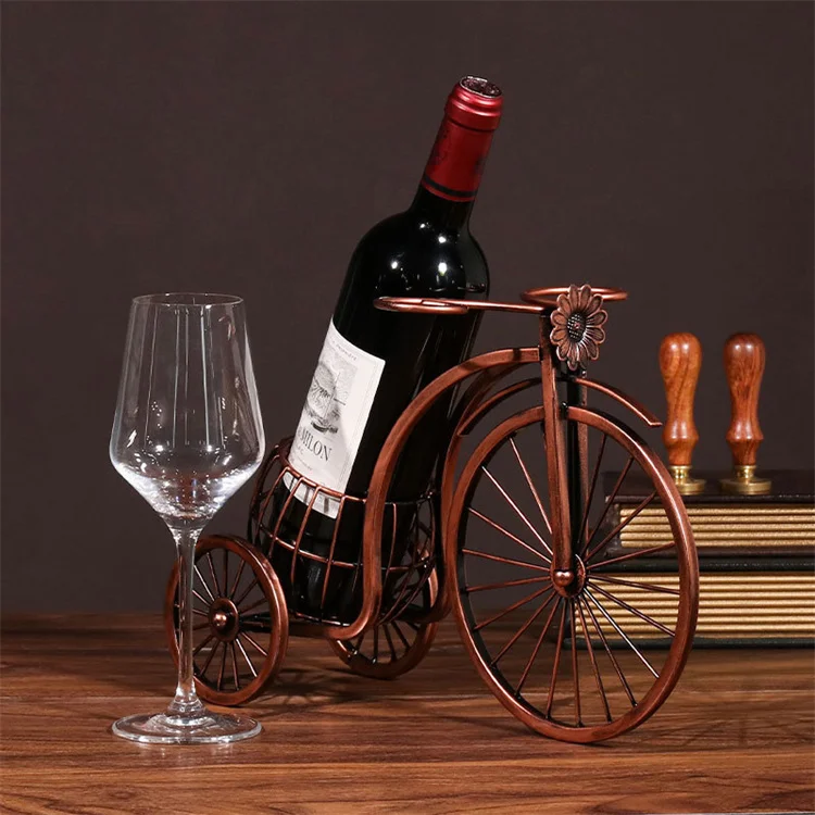 Creative Room Wine Cabinet Storage Rack Decorations European Style Retro Iron Tricycle Wine Rack