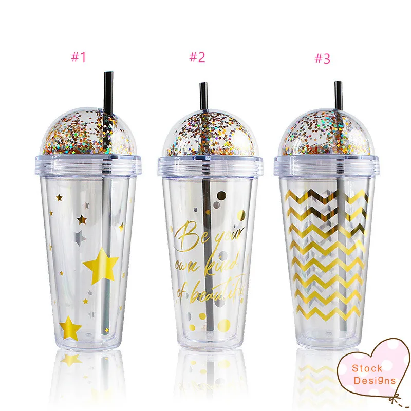 Factory Small order accept 420ml sparkle glitter tumbler cup, double wall glitter tumbler