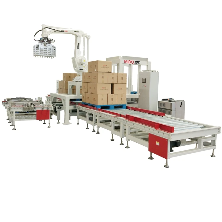 Pail Pallet Using Stacking Robot Palletizer Automatic ABB460 Robotic Arm Robotic Palletizer