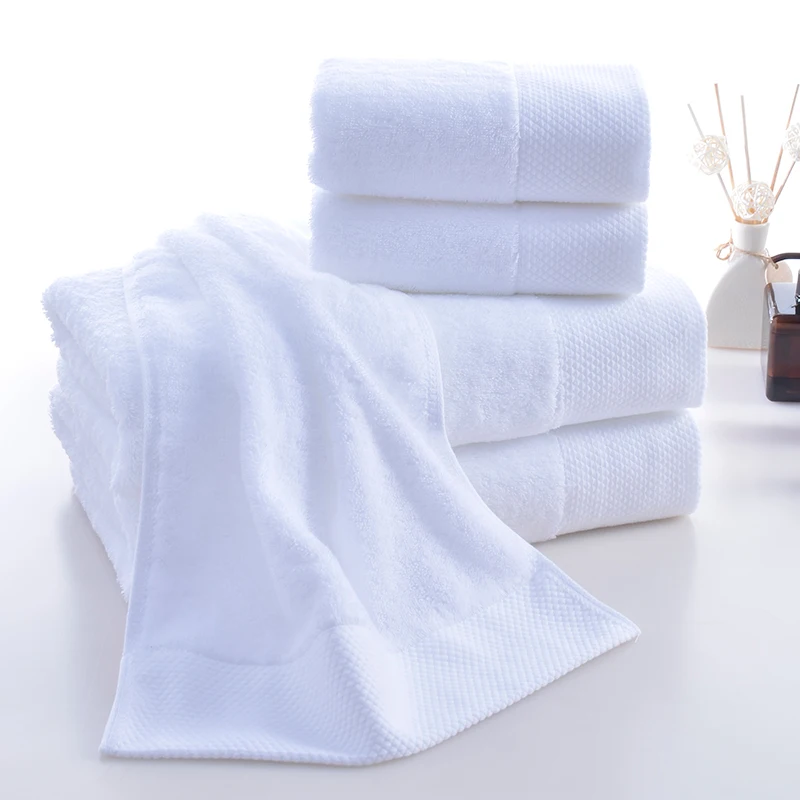 Thick 100% cotton hotel custom embroidery hand towel white