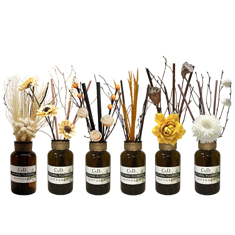 C&D 2019 New design 1801ml ceramic flower aroma Long Lasting Air Fresheners Reed Diffuser gift box