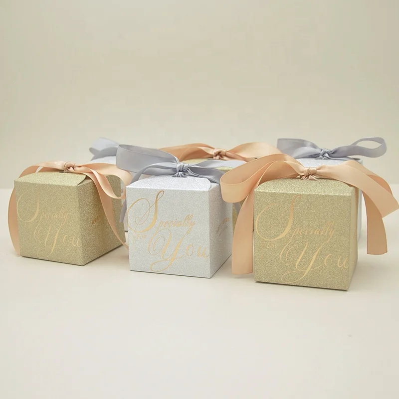 Bridal Shower Bride Hen Party Gift Holders Gold Stamping Foil Specially For You Glitter Paper Wedding Candy Box With Ribbon