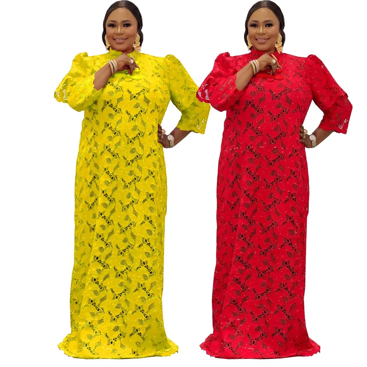 BW009 plus size Robe African long dress women fancy party lace dress