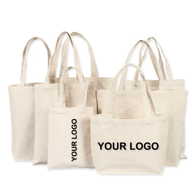LCC642 Wholesale Customizable Logo Design Reusable Shopping Bag Printed Brand Promotion Gift Custom Canvas Cotton Tote Shop Bag