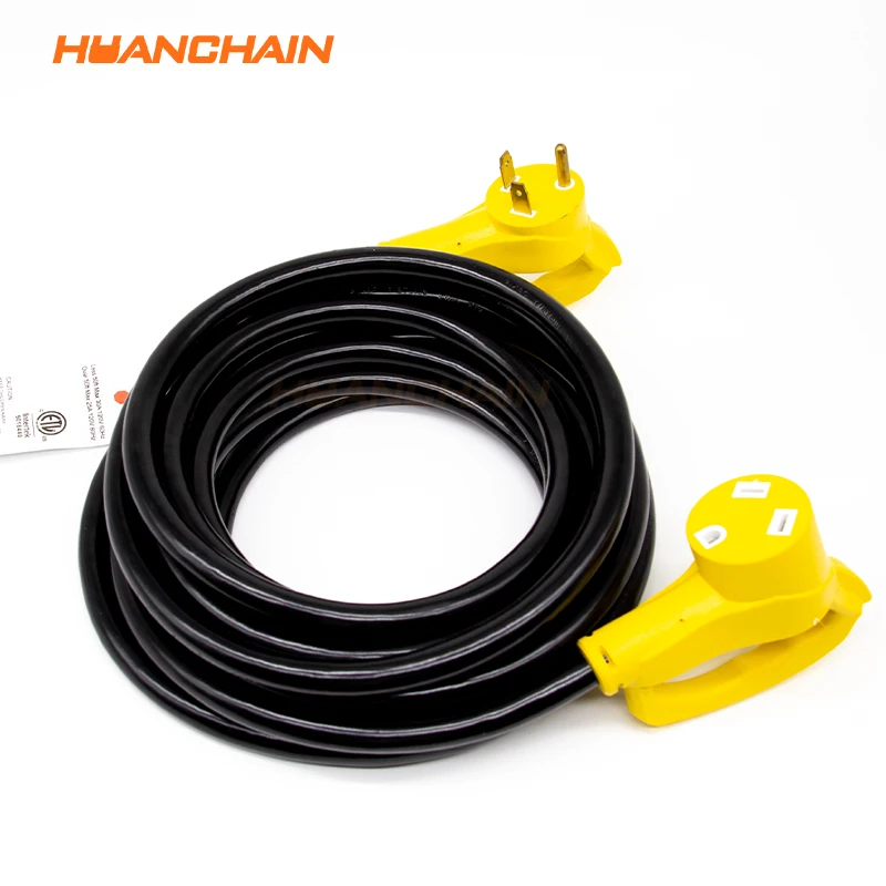 30 amp nema tt-30p to tt-30r etl listed 10/3 gauge stw waterproof rv extension cord