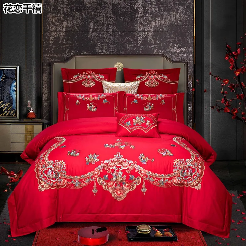 2022 Wholesale wedding Bedding  sets 100% Cotton Bedding Comforter Sets Luxury wedding party Bed Sheet BS900