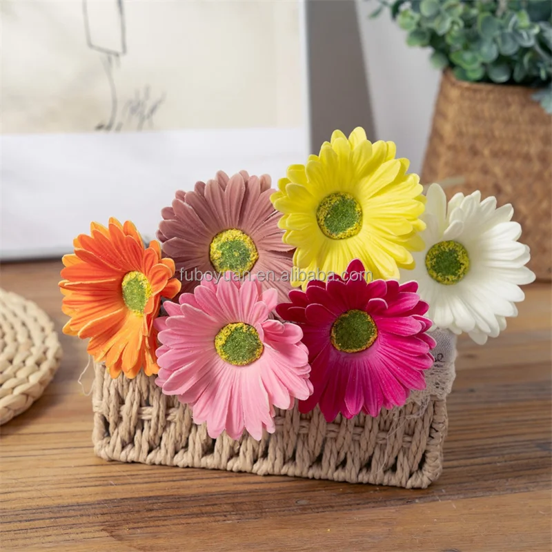 E wedding hall decoration arrangement artificial orange daisy silk flowers high quality arrangements for wedding