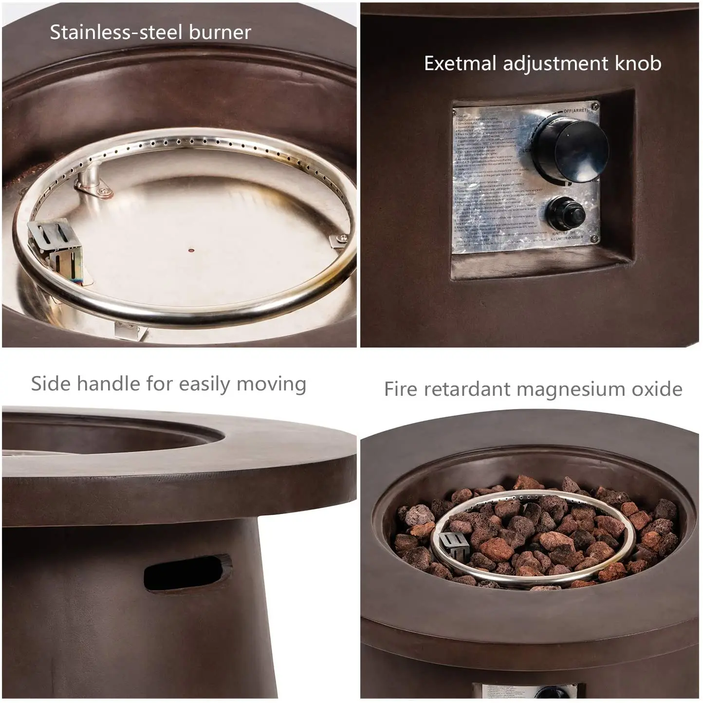 concrete patio fireplace gas fire pit with iron combustion equipment