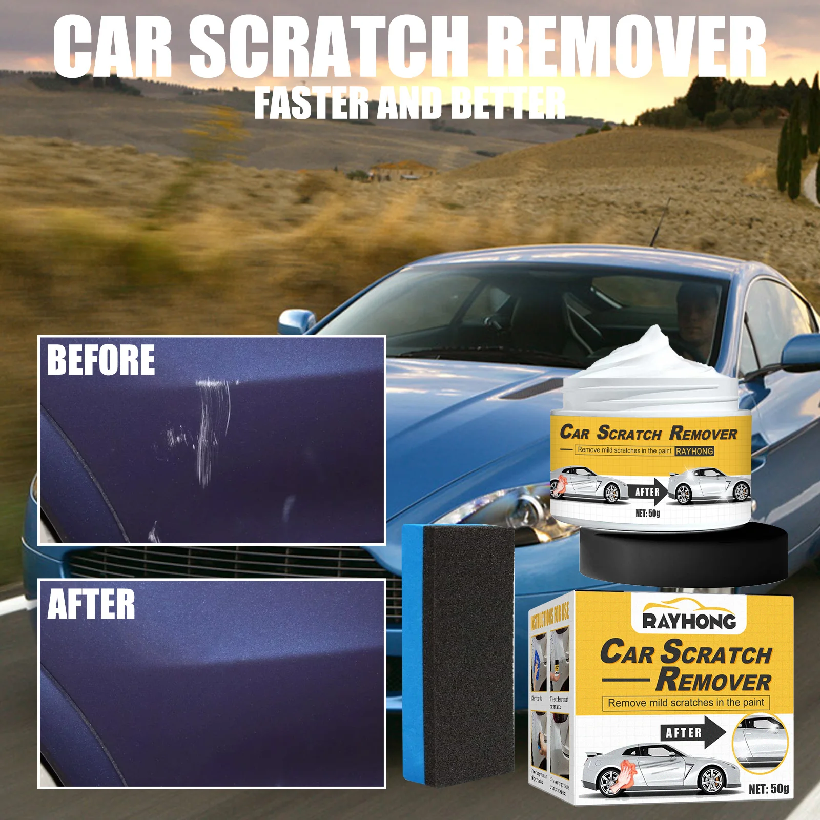 Rayhong Car Paint Scratch Repair Cream Body Surface Car Scratch Remover Color Easy Quickly Scratch Repair Kit