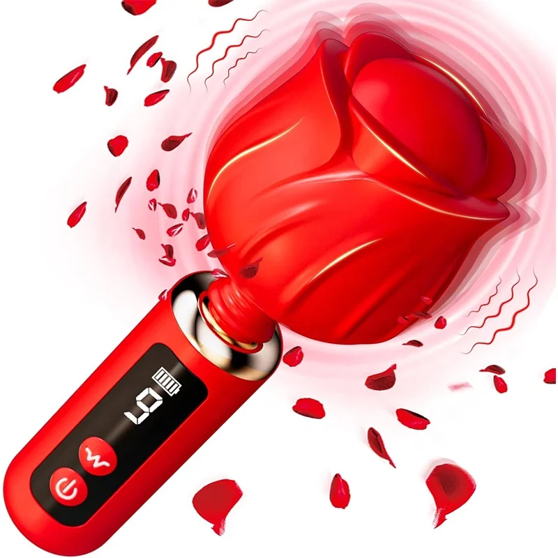 LED Display Mini Wand Massager Rose Clitoral Vibrator Sex Toys for Women Rechargeable G Spot Nipple Anal Sex Stimulation