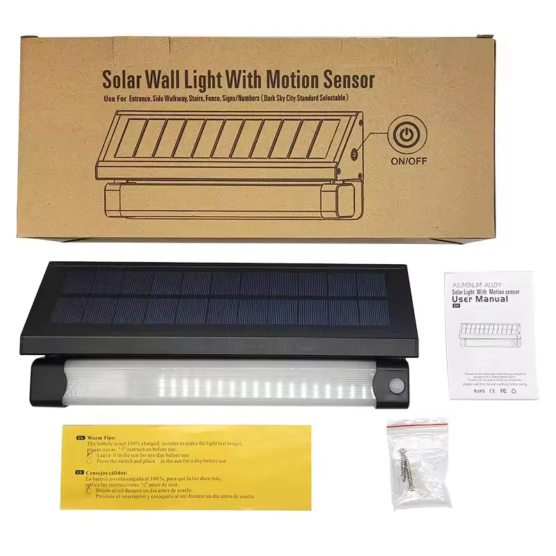 Aluminum Alloy Housing Dual Color 1000 lumens PIR Motion Sensor Solar Led Tube Wall Light