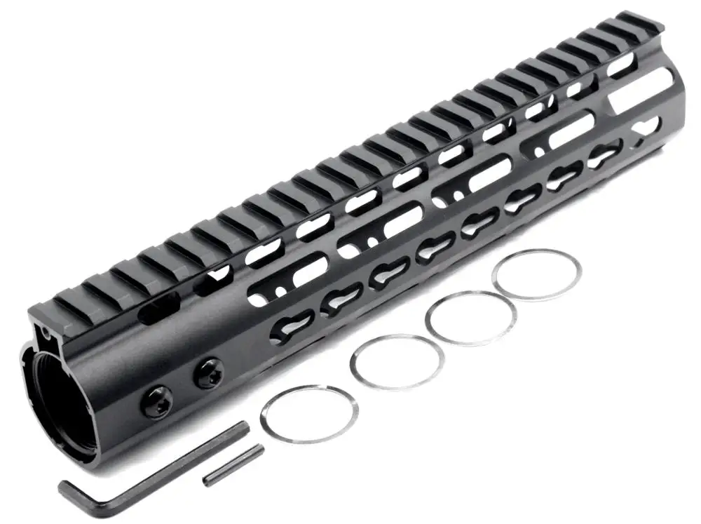 10' NSR forend Black Free Float AR15 KeyMod Handguard Rail Mount System with Steel Barrel Nut fits .223 / 5.56 rifles