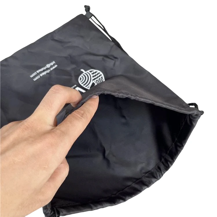 Custom Wholesale High Quality Waterproof Recyclable Black Sublimation Drawstring Bag Nylon Travel Sport Gym Drawstring Backpack