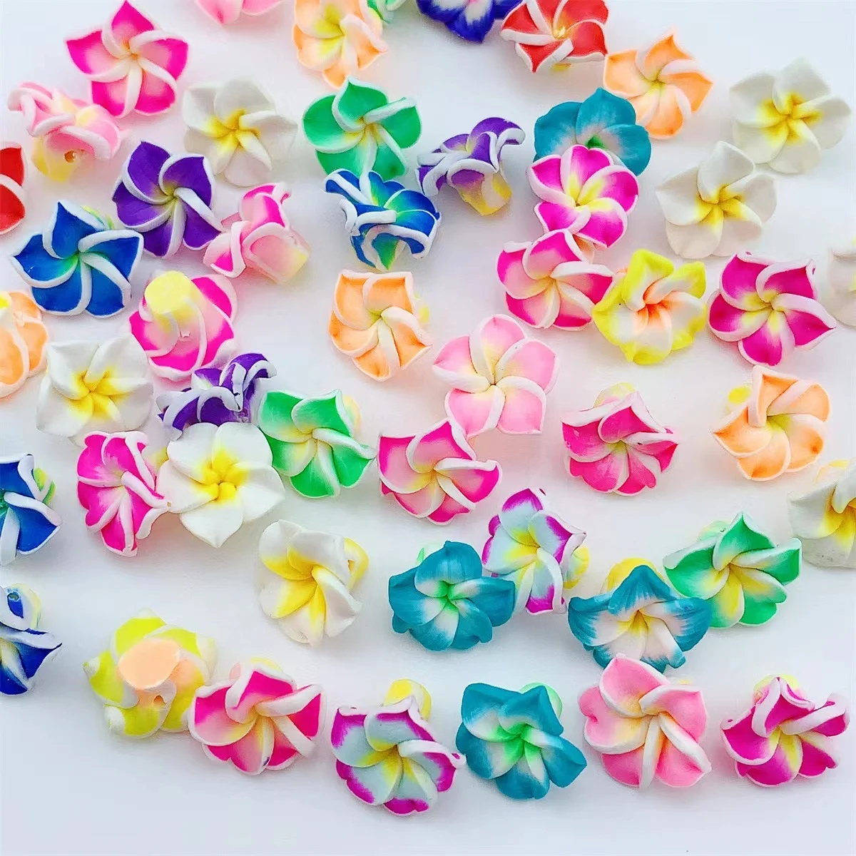 15MM Flower Polymer Clay With Hole for Jewelry Making Necklace Earring DIY Decoration Nail Art Phone Case