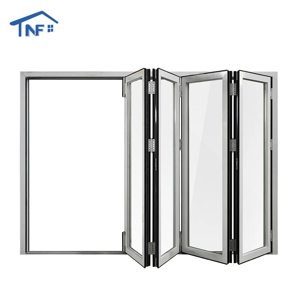 Folding doors soundproof thermally efficient aluminum double glazed folding sliding doors aluminium door
