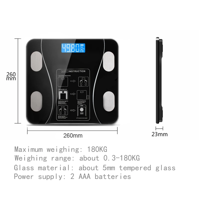 Body Fat Analyzer Machine weighing body fat scale BMI APP personal smart