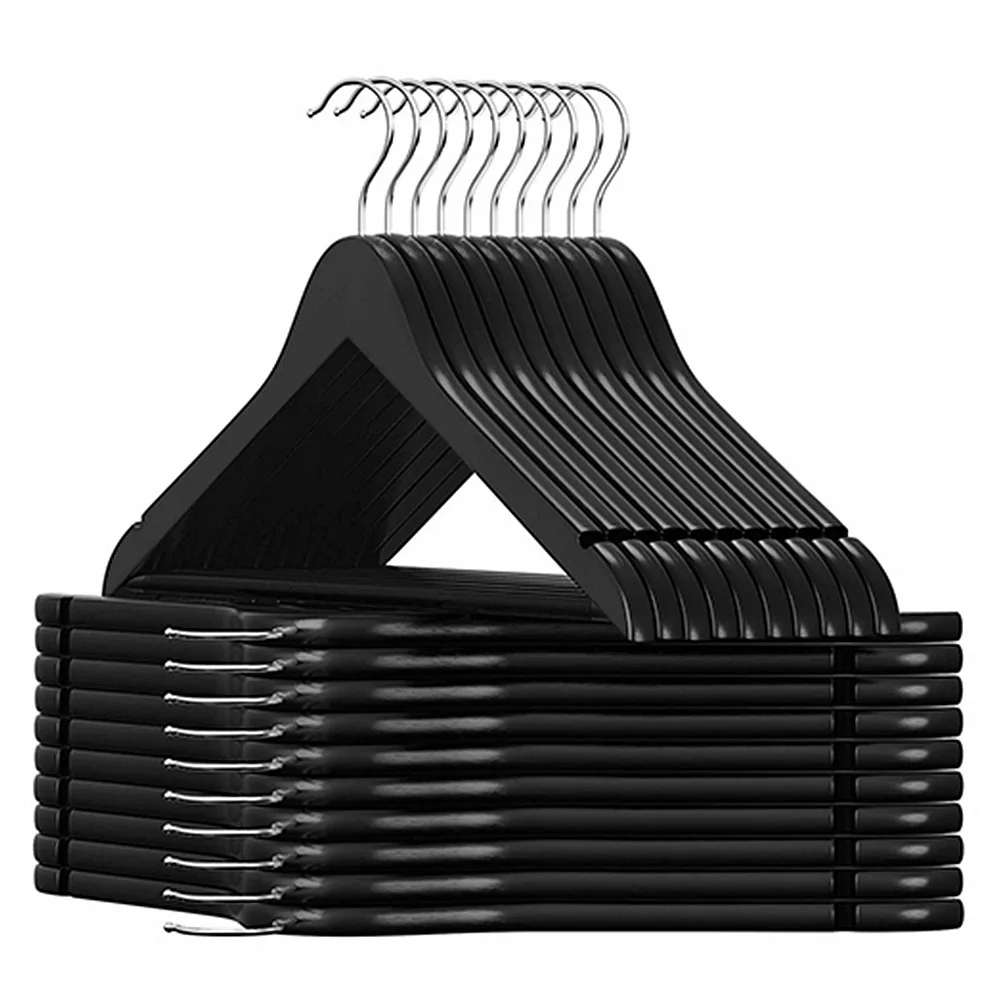 High Quality A grade Coloful Wooden Coat Hangers Black Wood Hangers for Clothing Line wooden hangers for clothes