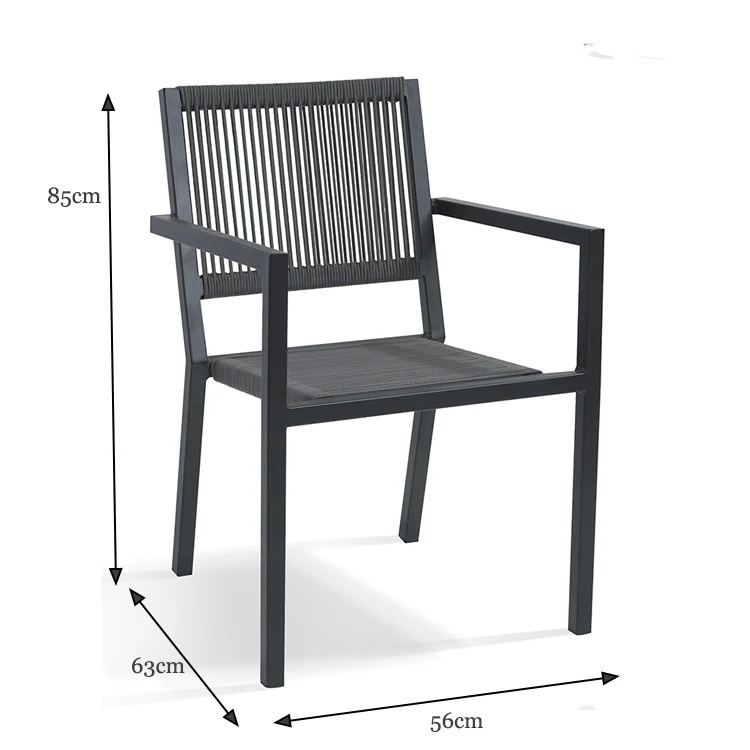 Оптовая продажа, садовый стул из алюминиевой веревки, уличный стул для патио, ресторана, кофе, обеденный стул