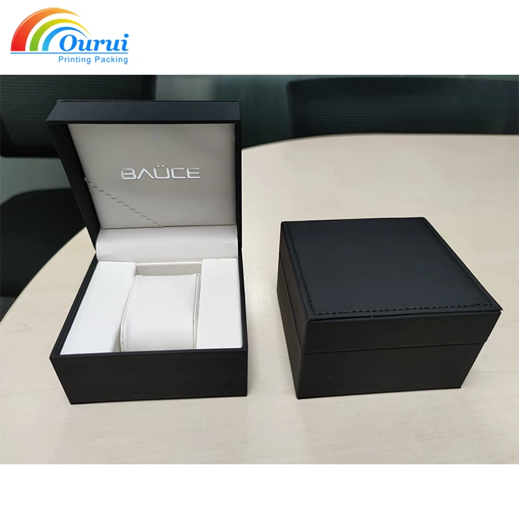Factory direct PU velvet leather custom lined genuine leather edging gold stamping display luxury watch box