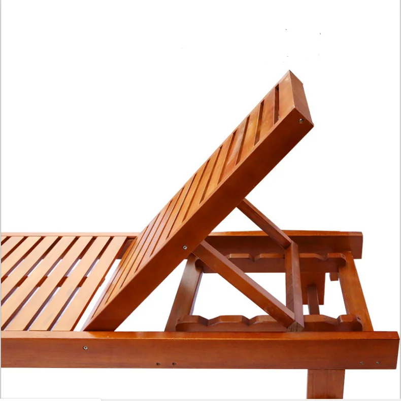 Outdoor Leisure Tanning Bed Wooden Sun Swimming Pool Folding Recliner Nordic Beach