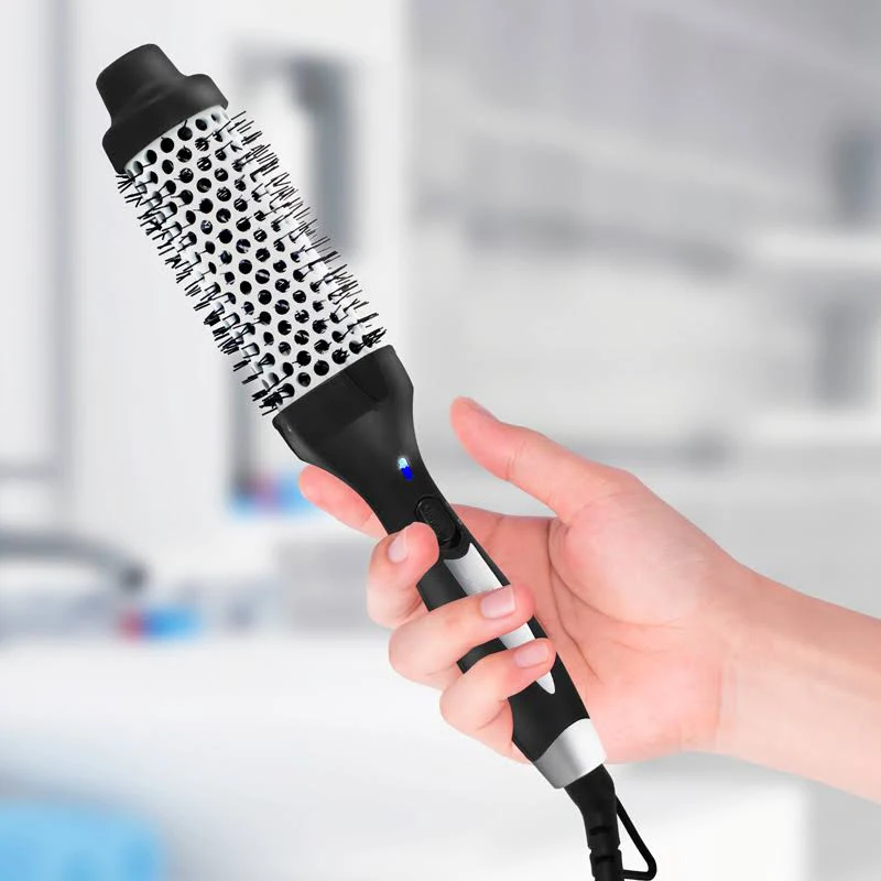 Fast Heat Rose Gold Electric Ceramic Barrel Hot Comb Heated Airless Bristle Electric Thermal Brush