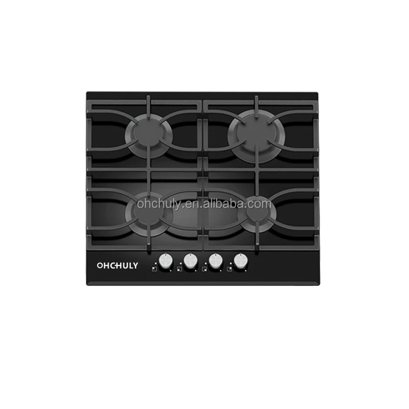 Factory Electric Gas Cooker 4 Burners Built-In Black Glass Cooktops LPG&NG Gaz Stove Parts Cook Top Gas Hobs