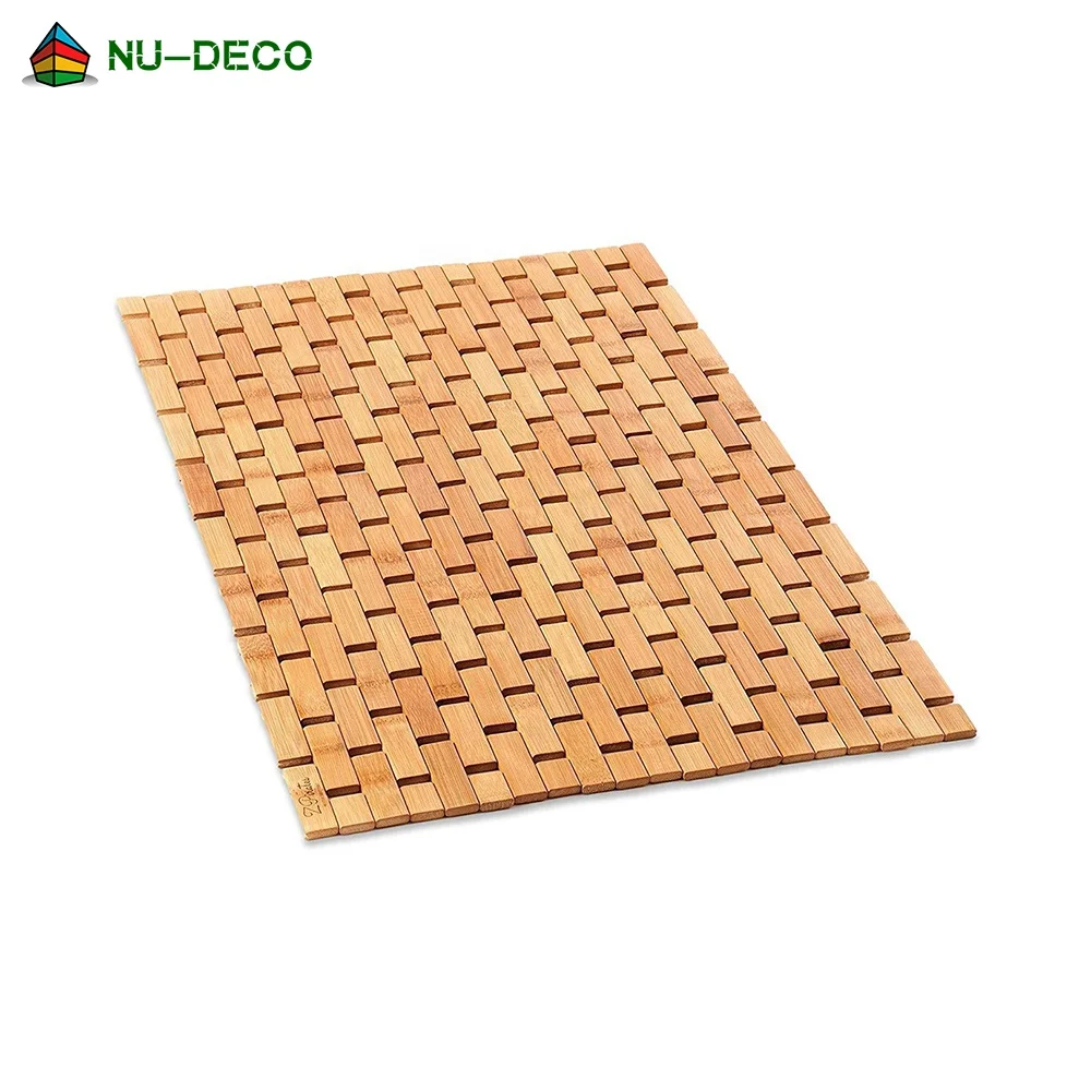 Eco-Friendly Non-Slip Floor Custom Bath Natural Bamboo Wood Shower Mat