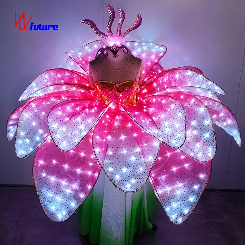 LED Costumes for Women Exotic Princess Luminous Suit with Tutu Skirt Attractive Belly Dance Sequin Dresses for Parties