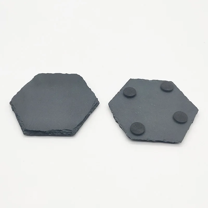 Factory Wholesale Hot Selling 4 inches Blank Black Slate Coasters Round Square Heart Shaped Slate Coasters