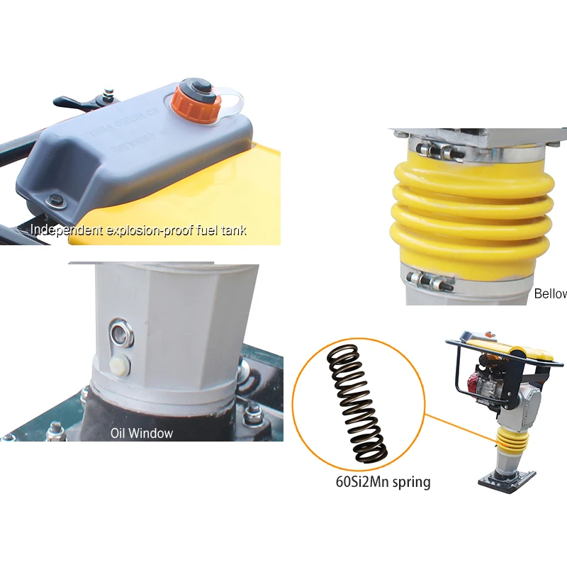 High-Speed Manual Push Gasoline Motor Tamping Rammer Vibrating Soil Tamper Machine for Road Machinery