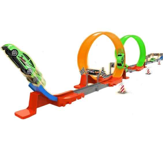 Hotwheel Speed Double Car Wheels Model Racing Track Diy Assembled Rail Kits Catapult Rail Car Racing Boy Toys for Children Gift