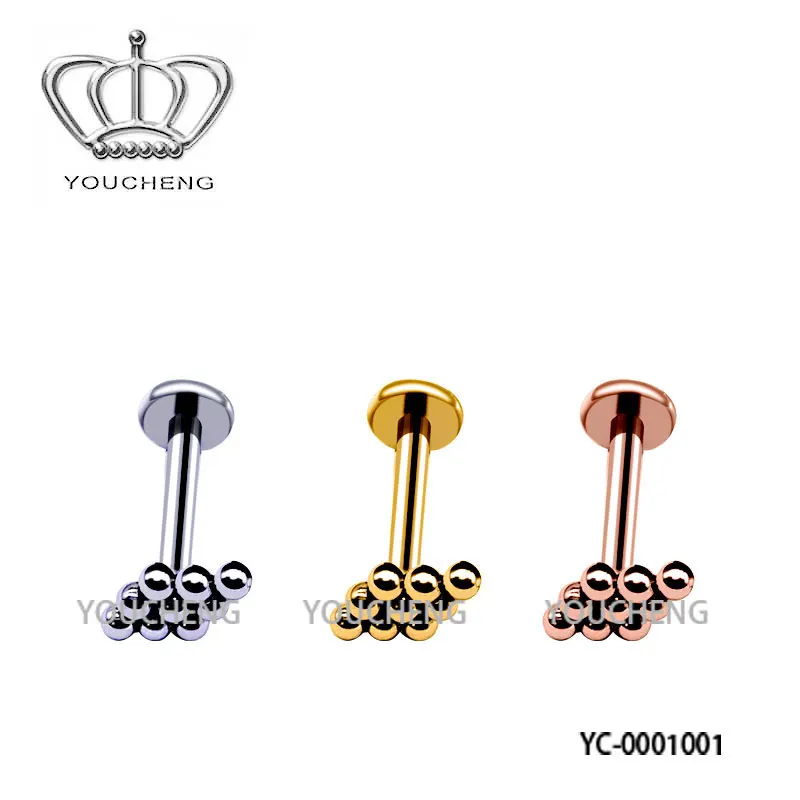 Hot Selling Body Piercing Surgical Steel Lip Ring Long Threaded Labret Studs