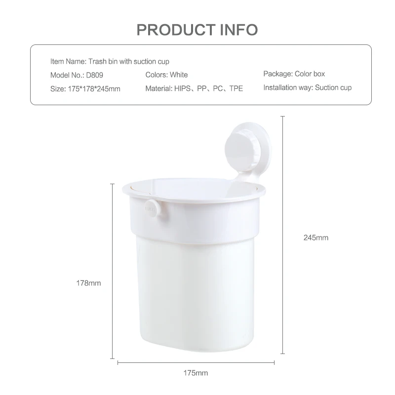 Amazon Hot Sell Wall-Mounted Bathroom Accessories Bathroom Trash Can Bathroom Products Other Bath Toilet Supplies