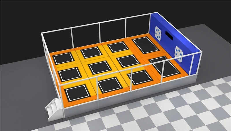 commercial trampoline with interactive game wall indoor playground with enclosure small trampoline park