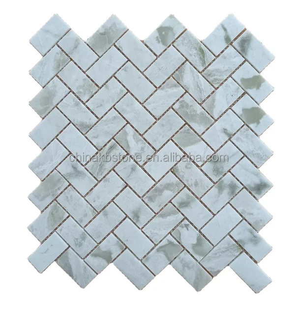 Modern Green Onyx White Kitchen Mosaic Peel Stick Backsplash Kitchen Bathroom Tile