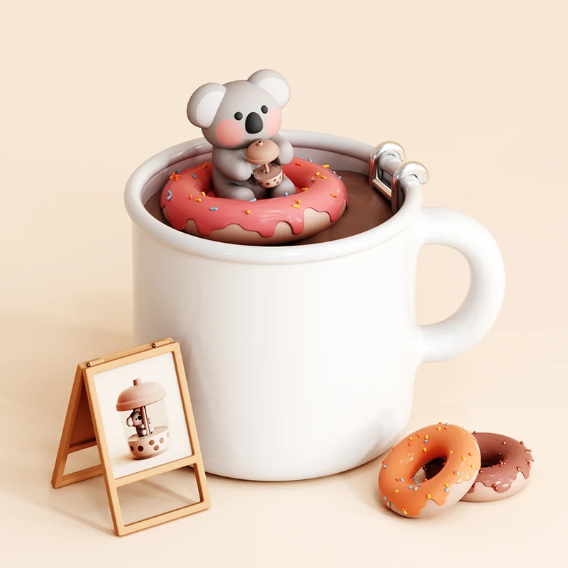 Meng Chong Koala Humidifier Fog Household Small Quiet Humidifier USB Milk Tea Cup Desktop Humidifier Wholesale