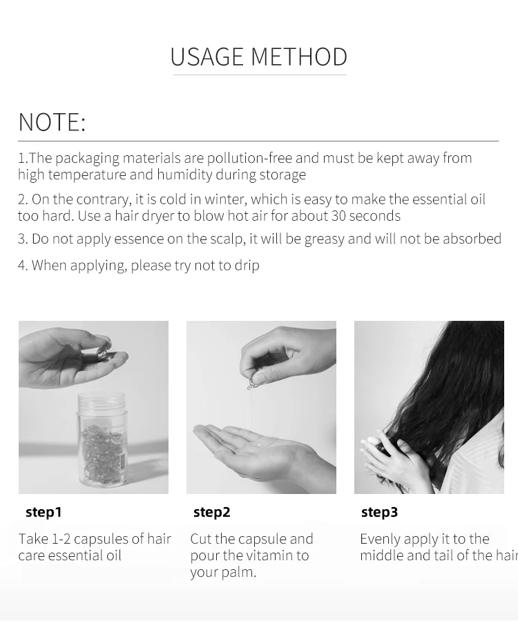 Factory Price Super Smooth Organic Hair Care Oil Vitamin e Capsule For Hair