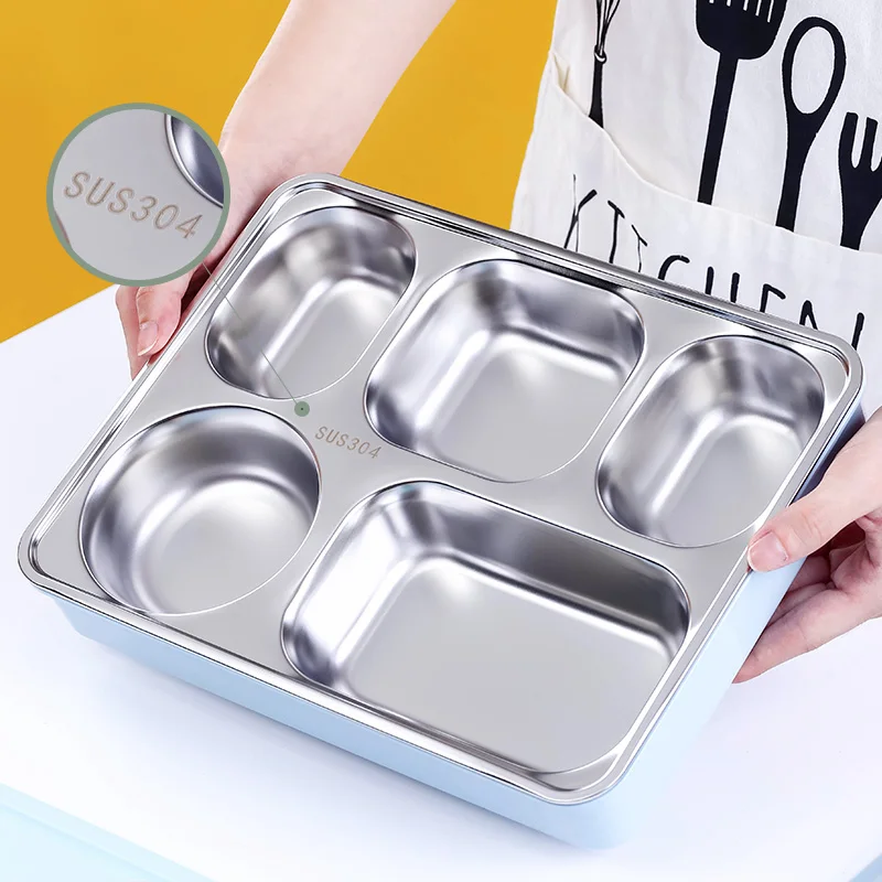  Детский контейнер bento из нержавеющей стали с 3 отделениями Ланч-бокс пищевой