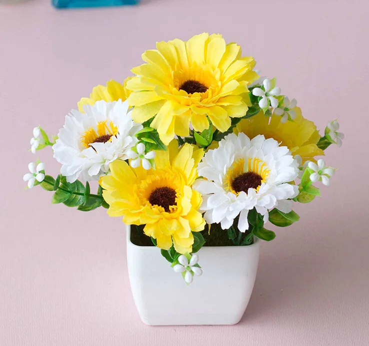 Artificial flower set floor standing living room mini ornament indoor decoration plastic floral arrangement