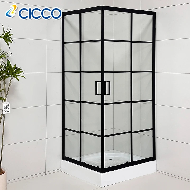 Black Design Shower Room 6mm Tempered Glass with Black Line Shower Enclosure Sliding Bath Shower Room